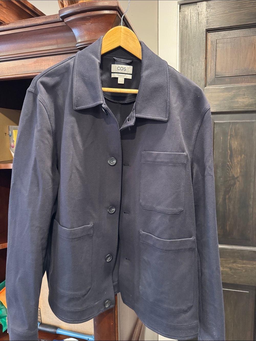 COS Navy Button-Front Workwear Jacket